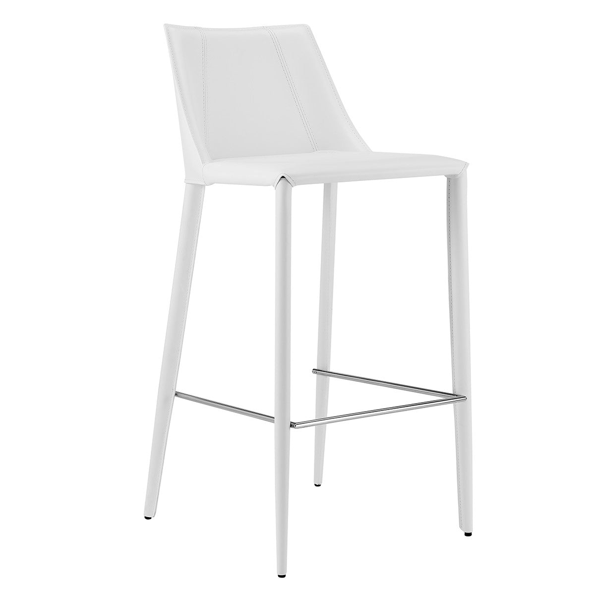 30" White Steel Low Back Bar Height Bar Chair