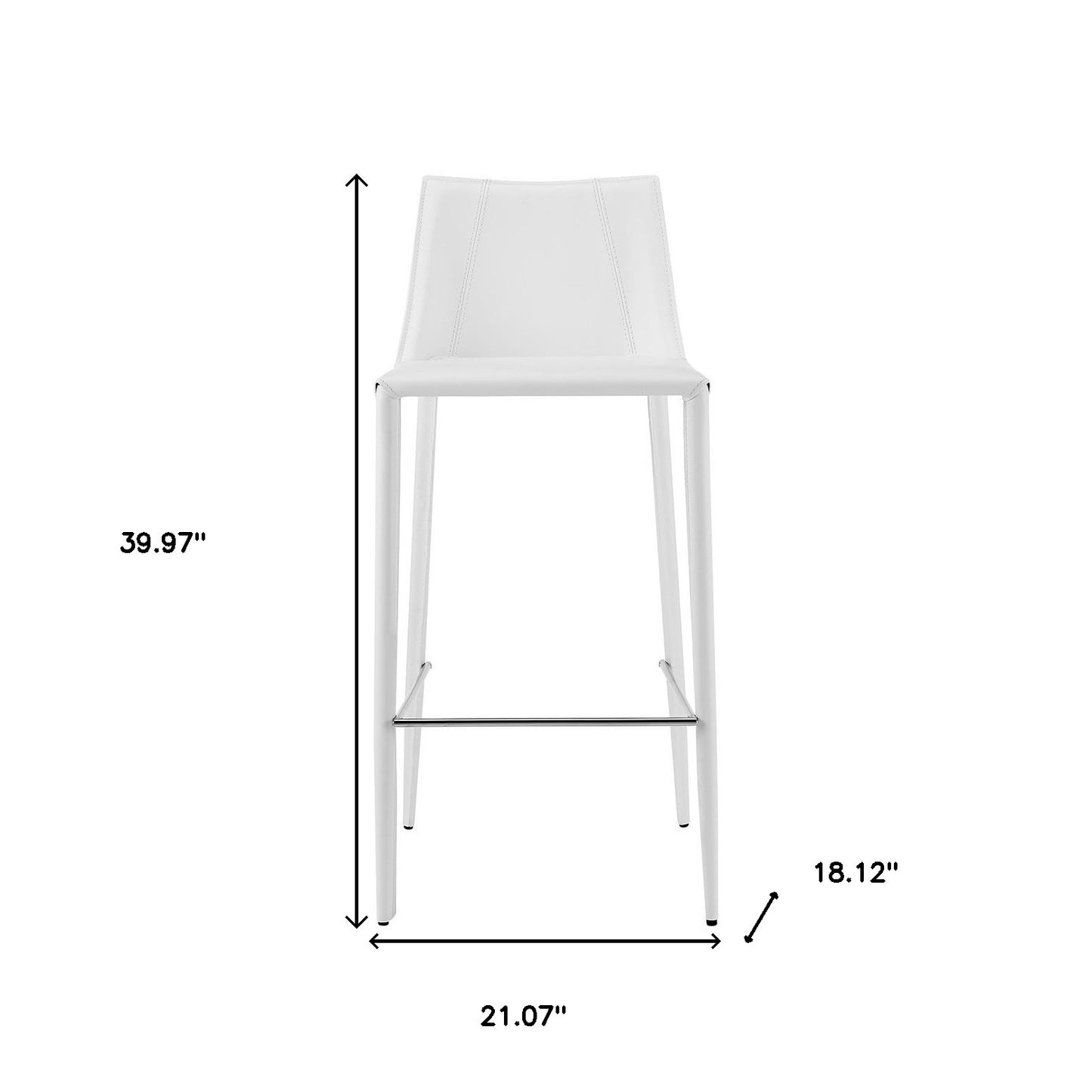 30" White Steel Low Back Bar Height Bar Chair