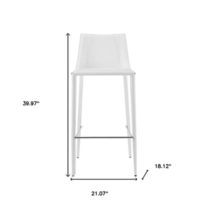 30" White Steel Low Back Bar Height Bar Chair