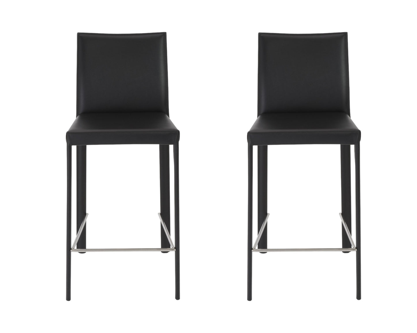 Set of Two 26" Black Steel Low Back Counter Height Bar Chairs