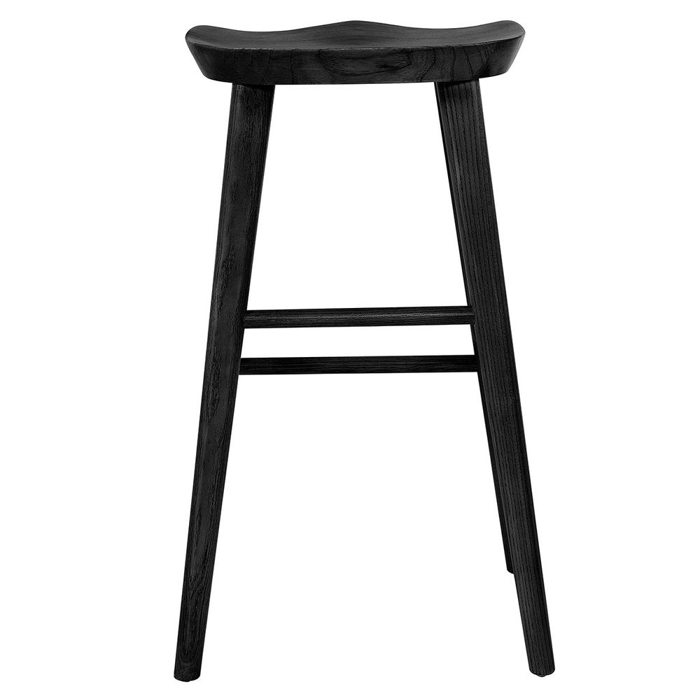 29" Black Wood Backless Bar Height Bar Chair