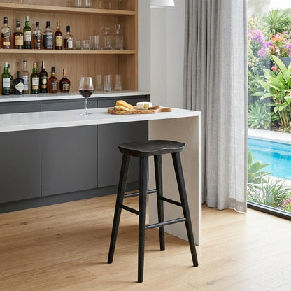 29" Black Manufactured Wood Backless Bar Height Bar Chair