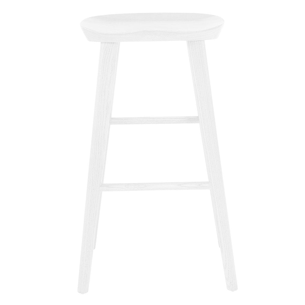29" White Wood Backless Bar Height Bar Chair