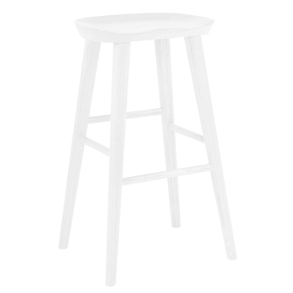 29" White Wood Backless Bar Height Bar Chair