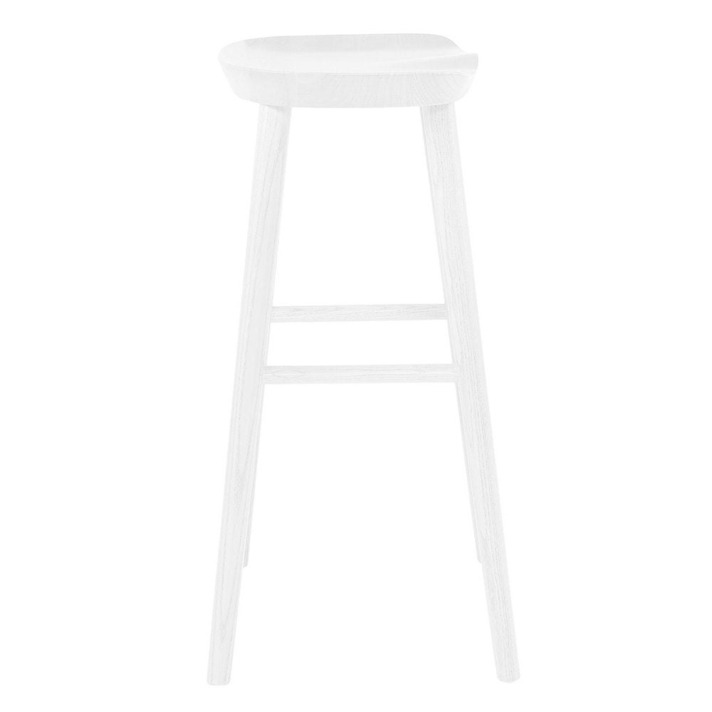 29" White Wood Backless Bar Height Bar Chair