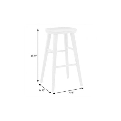 29" White Wood Backless Bar Height Bar Chair