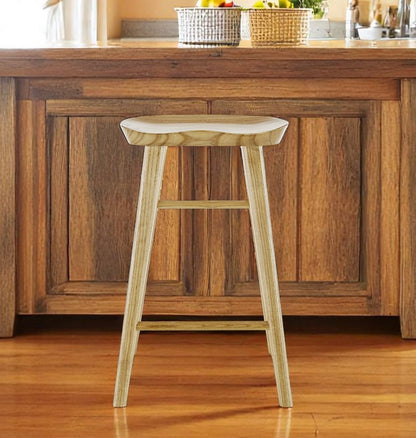 26" Natural Wood Backless Counter Height Bar Chair
