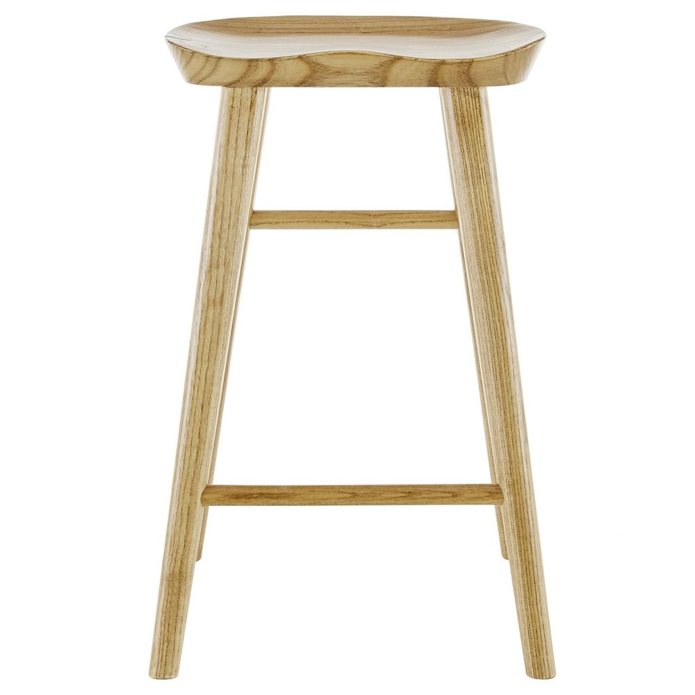 26" Natural Wood Backless Counter Height Bar Chair