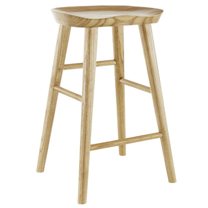 26" Natural Wood Backless Counter Height Bar Chair