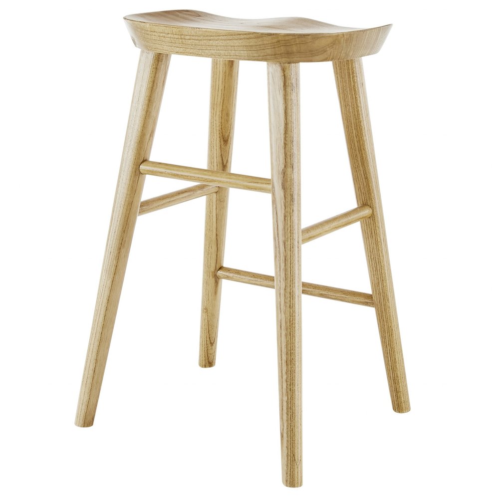 26" Natural Wood Backless Counter Height Bar Chair