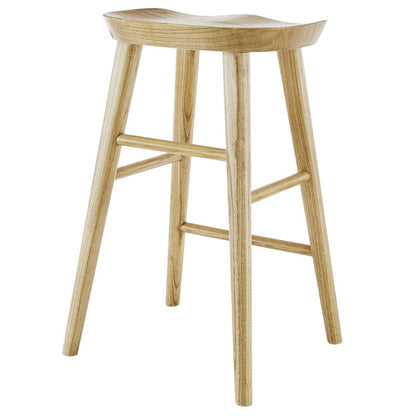 26" Natural Wood Backless Counter Height Bar Chair