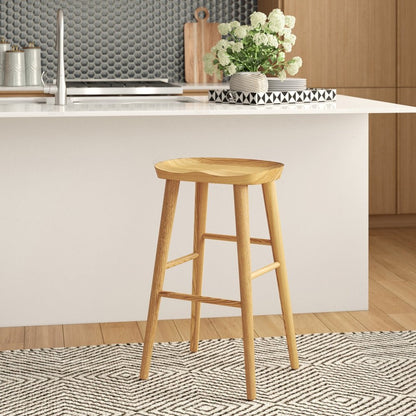 26" Natural Wood Backless Counter Height Bar Chair