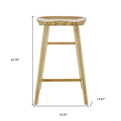 26" Natural Wood Backless Counter Height Bar Chair