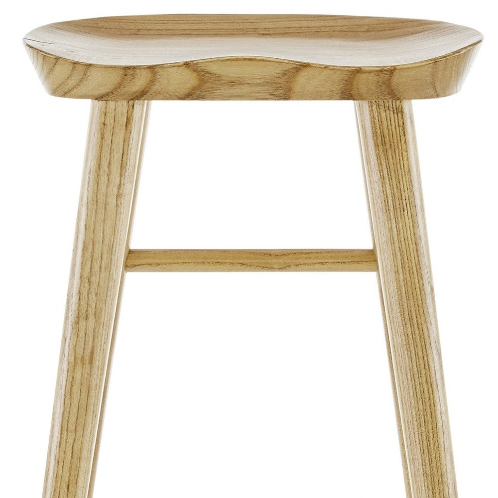 26" Natural Wood Backless Counter Height Bar Chair