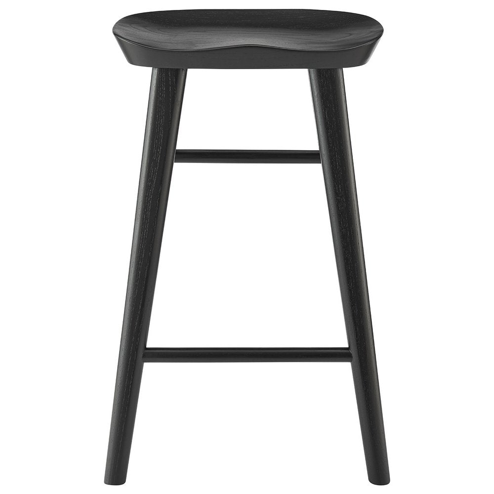 26" Black Solid Wood Backless Counter Height Bar Chair