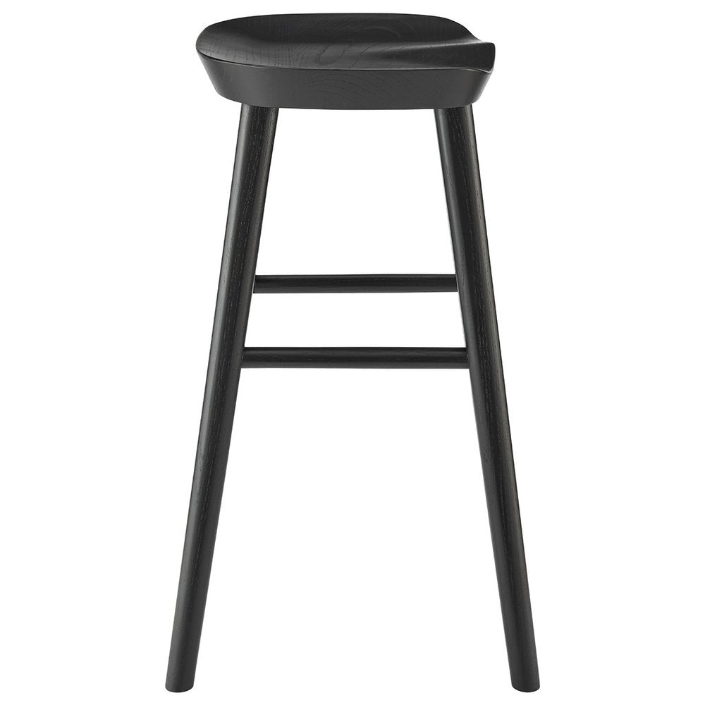 26" Black Solid Wood Backless Counter Height Bar Chair