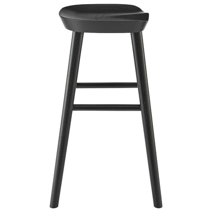 26" Black Solid Wood Backless Counter Height Bar Chair