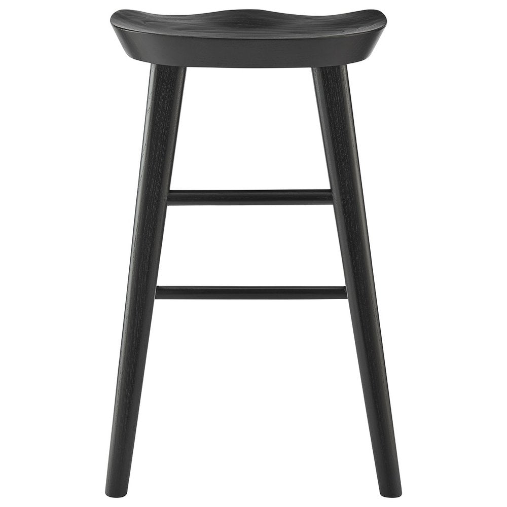 26" Black Solid Wood Backless Counter Height Bar Chair