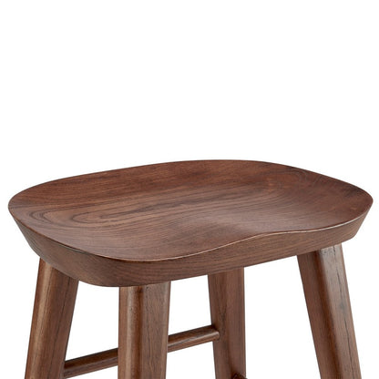 26" Brown Wood Backless Counter Height Bar Chair