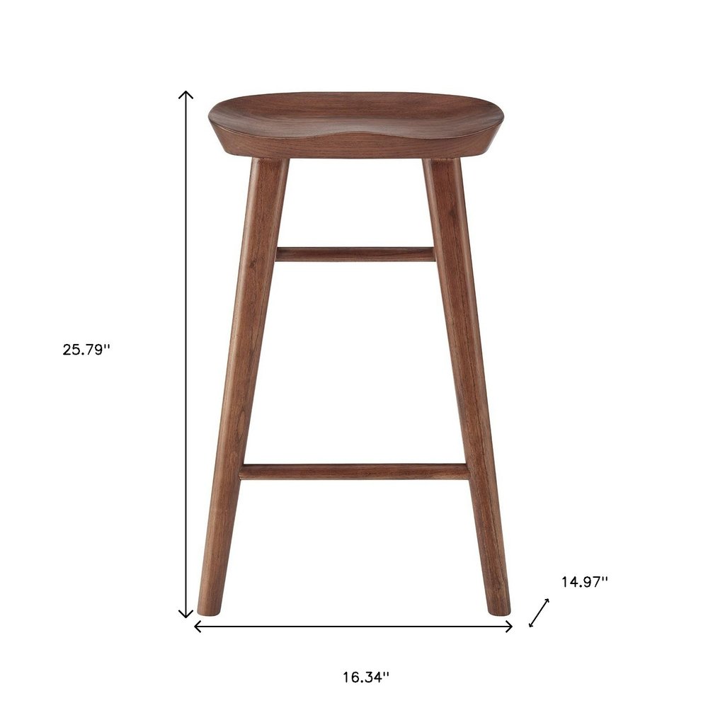 26" Brown Wood Backless Counter Height Bar Chair