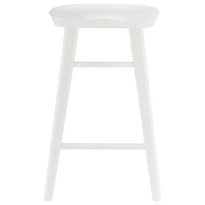26" White Solid Wood Backless Counter Height Bar Chair