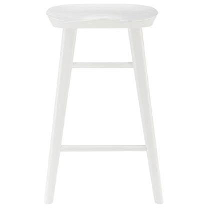 26" White Solid Wood Backless Counter Height Bar Chair