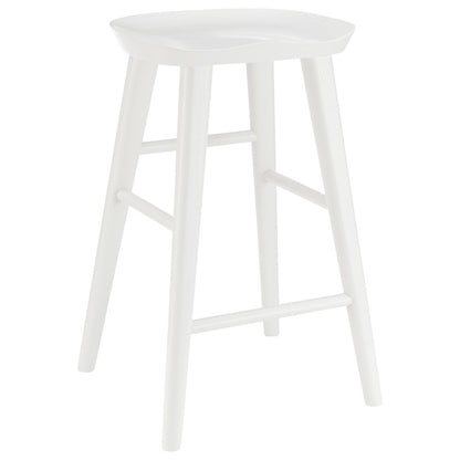 26" White Solid Wood Backless Counter Height Bar Chair