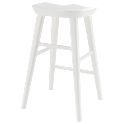 26" White Solid Wood Backless Counter Height Bar Chair