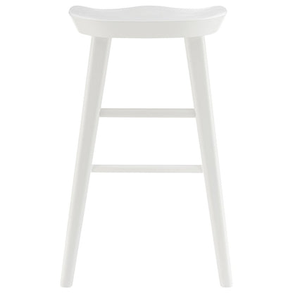 26" White Solid Wood Backless Counter Height Bar Chair