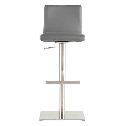Gray And Silver Steel Low Back Bar Height Swivel Bar Chair