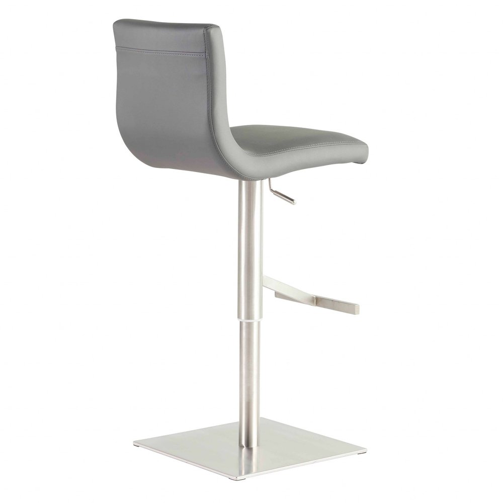 Gray And Silver Steel Low Back Bar Height Swivel Bar Chair