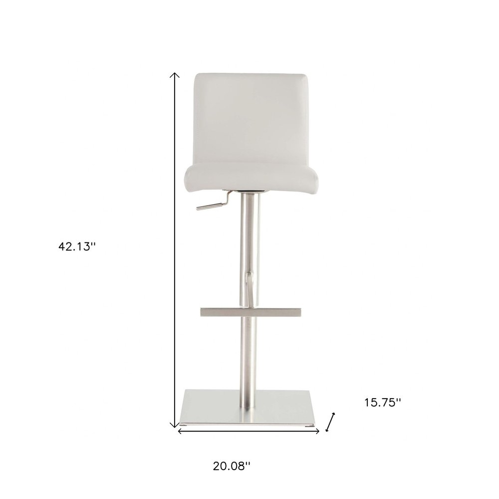White And Silver Steel Low Back Bar Height Swivel Bar Chair