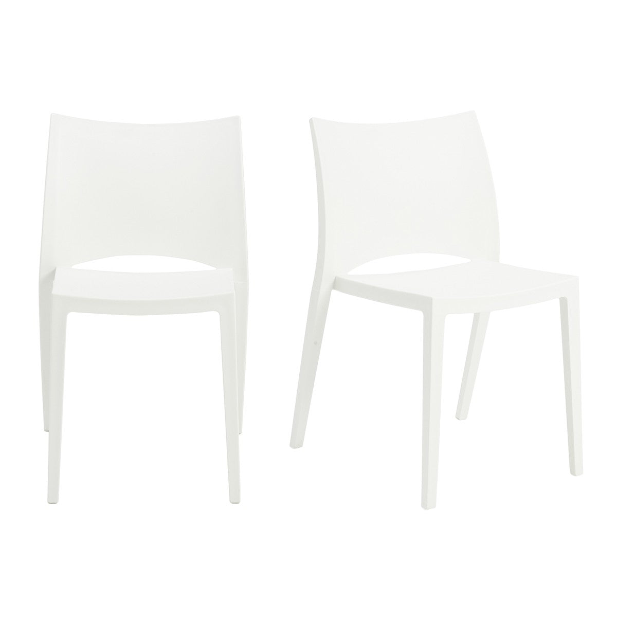 Set of Two White Stacking Indoor or Outdoor Chairs