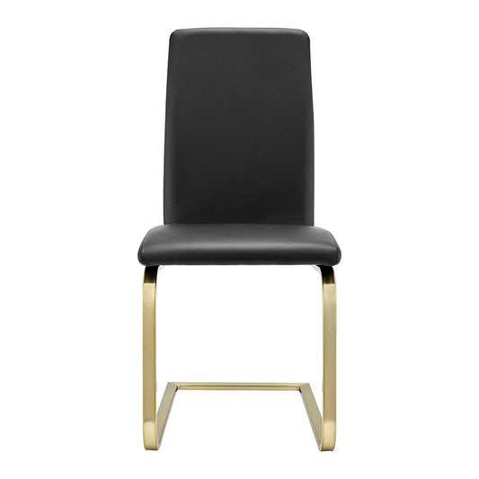 Set of Two Mod Black and Gold Dining Chairs