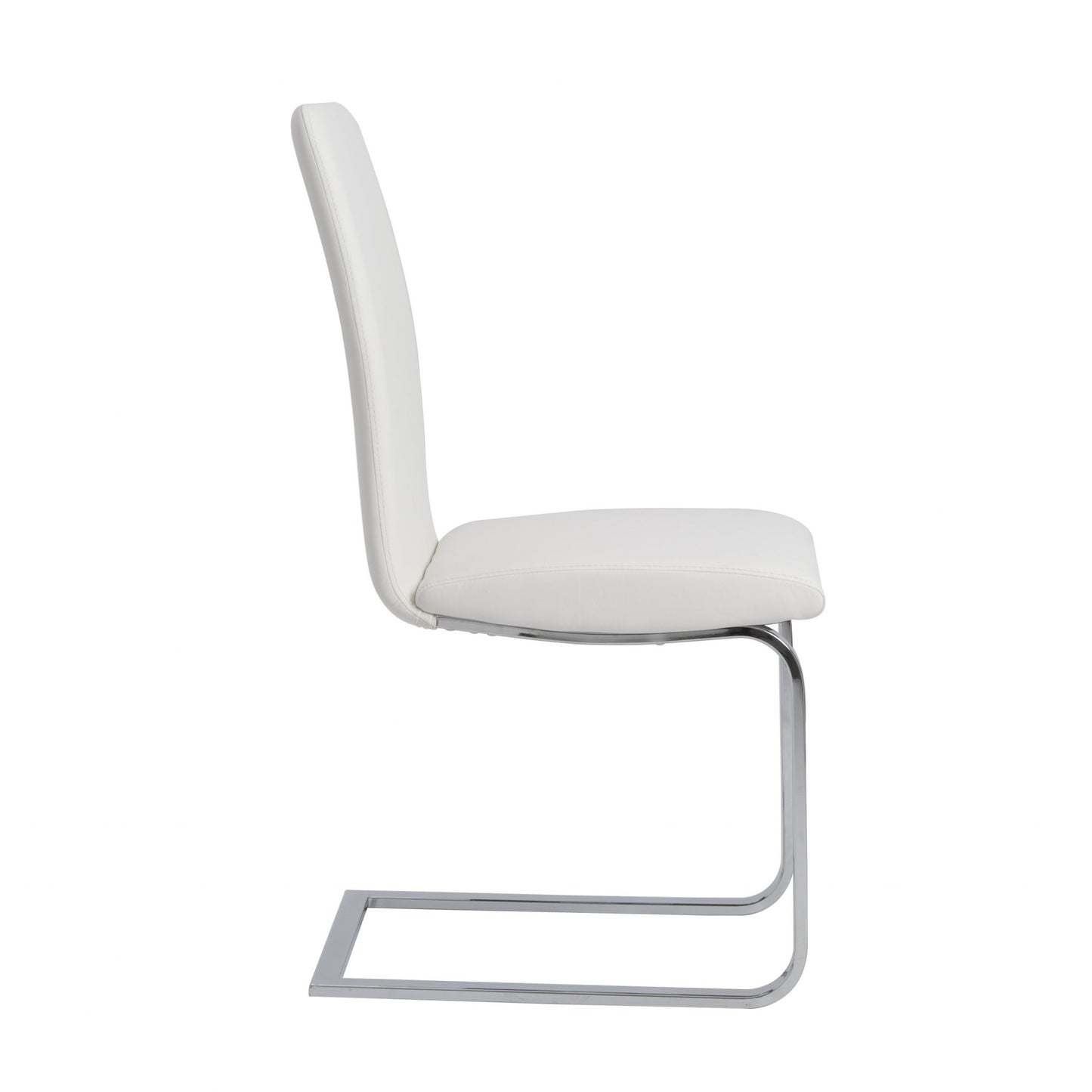 Set of Two Mod White and Silver Dining Chairs