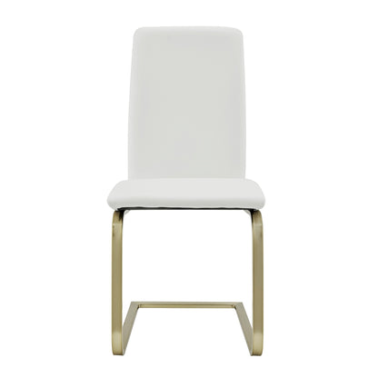 Set of Two Mod White and Gold Dining Chairs