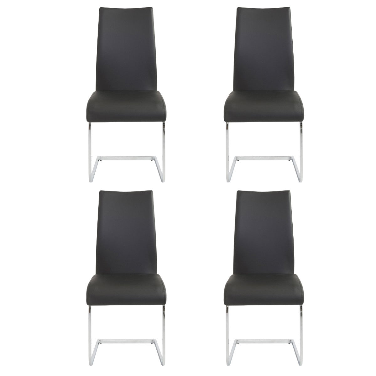 Set of Four Black Faux Faux Leather Long Back Cantilever Chairs