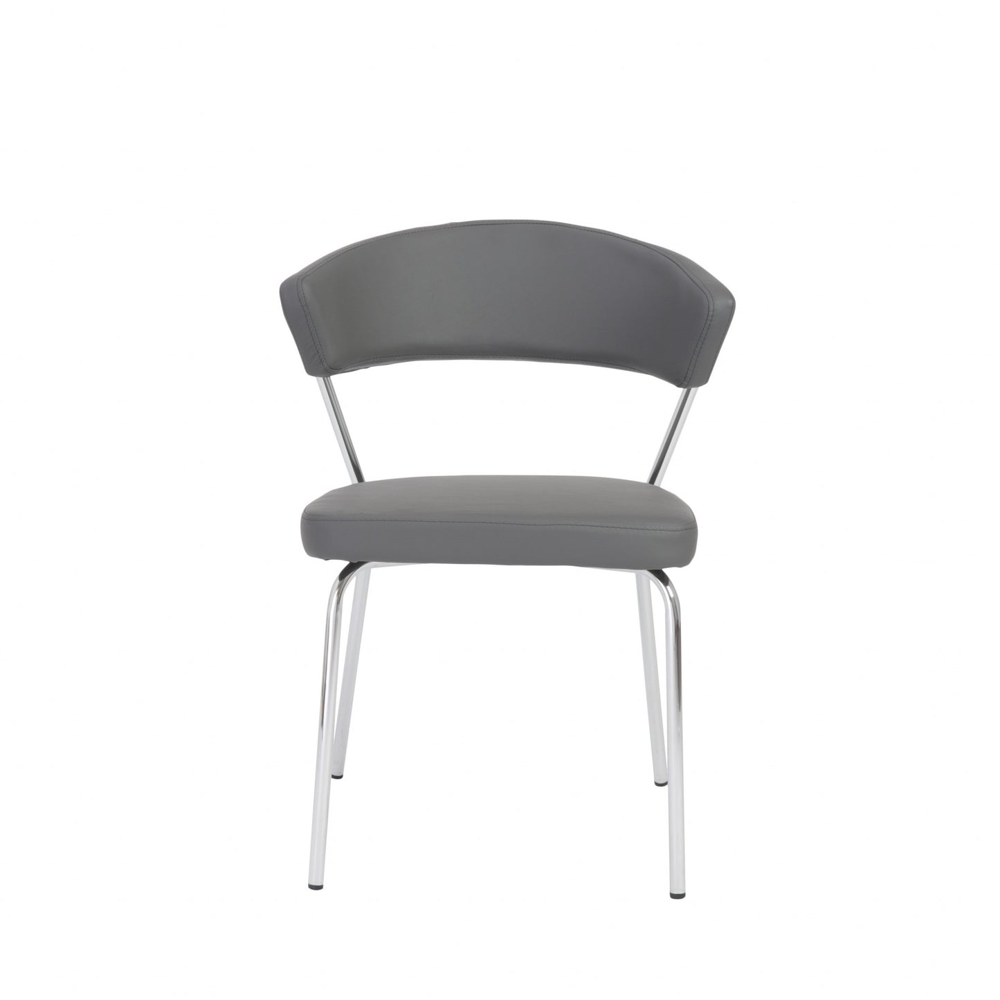 Set of Two Curved Gray Chrome Dining Chairs