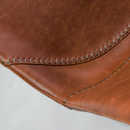 Set of Two Brown and Black Upholstered Leather Dining Side Chairs