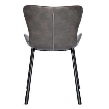 Set of Two Gray and Silver Upholstered Leather Dining Side Chairs