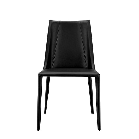 Black Upholstered Leather Dining Side Chair