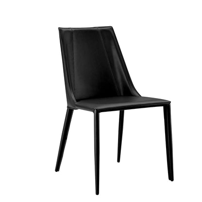 Black Upholstered Leather Dining Side Chair