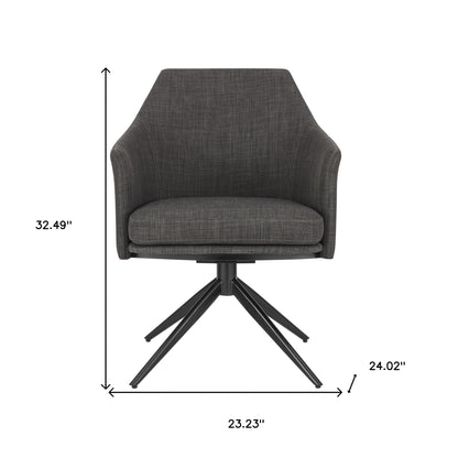 Dark Gray Fabric and Black Swivel Armchair