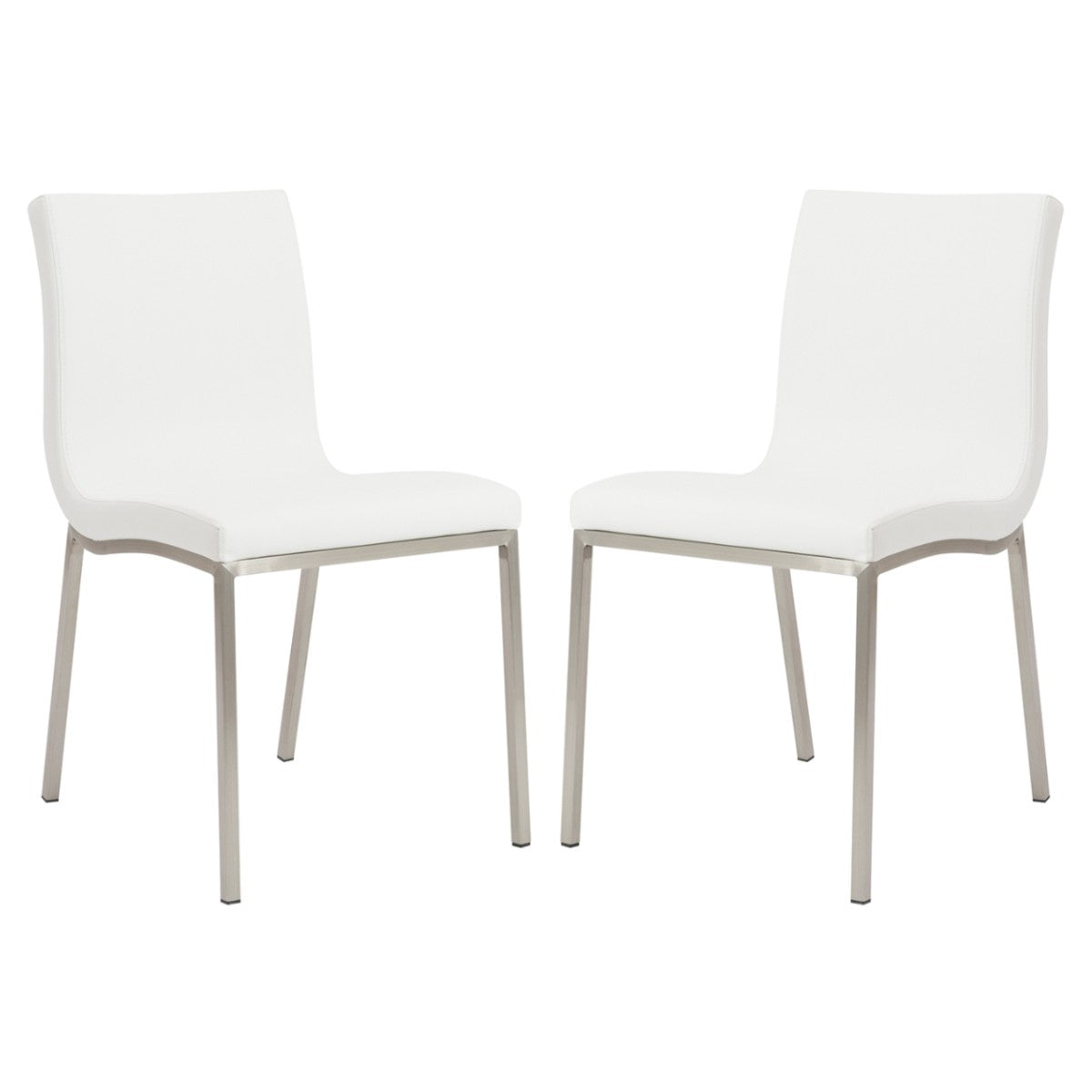 Set of Two Minimalist White Faux Faux Leather Chairs