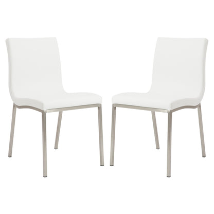 Set of Two Minimalist White Faux Faux Leather Chairs