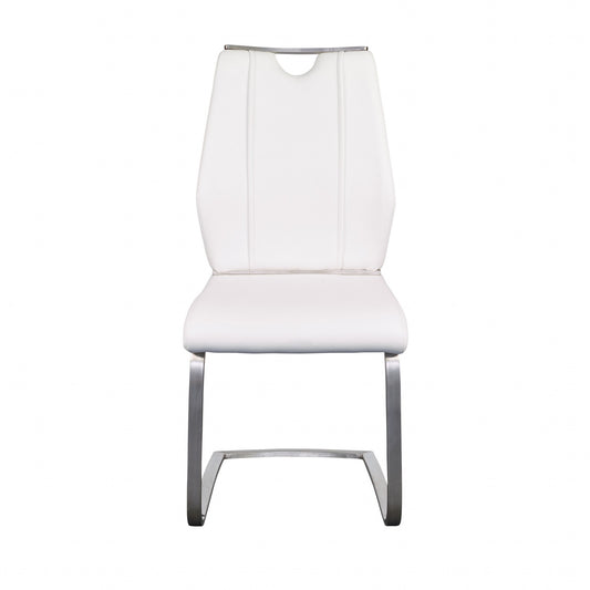 Set of Two White Faux Leather Cantilever Chairs