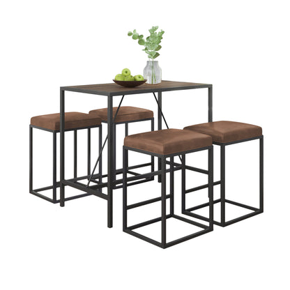 Modern Geo Brown and Walnut Five Piece Bar Set