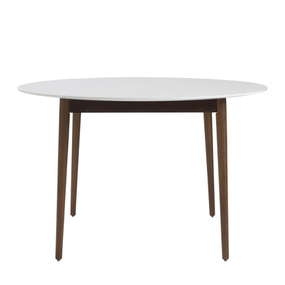 47" White And Brown Rounded Dining Table