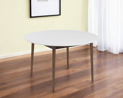 47" White And Brown Rounded Dining Table
