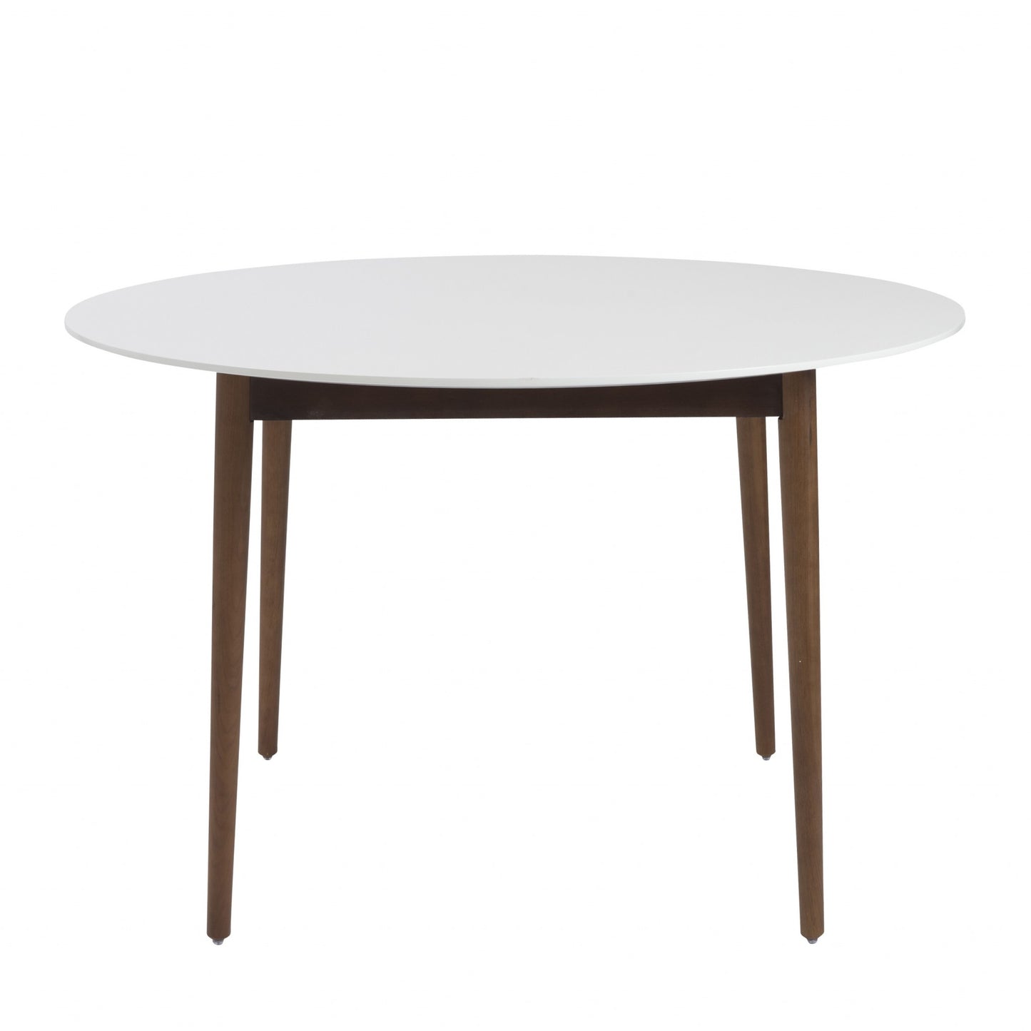 47" White And Brown Rounded Dining Table